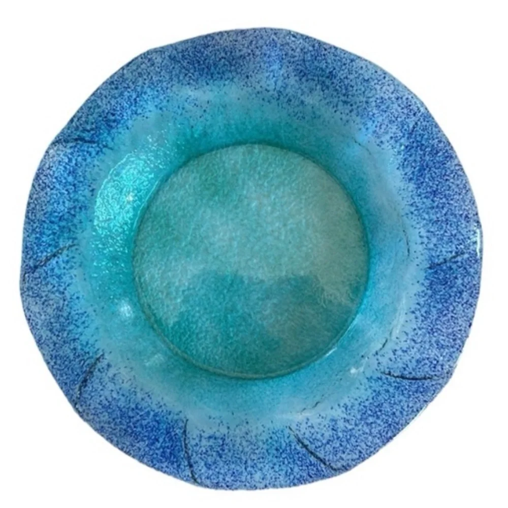 Translucent Scalloped Edge Blue and Green Plate 10.5 inches - Picture 5 of 5